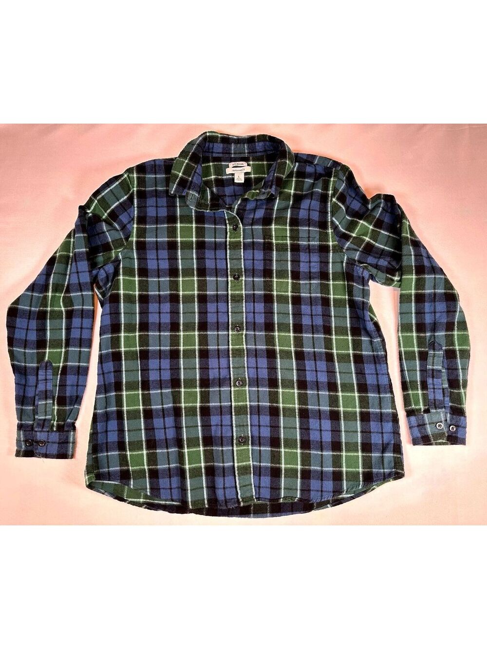 L.L. Bean Womens Plaid Flannel Relaxed Fit Sz Large
